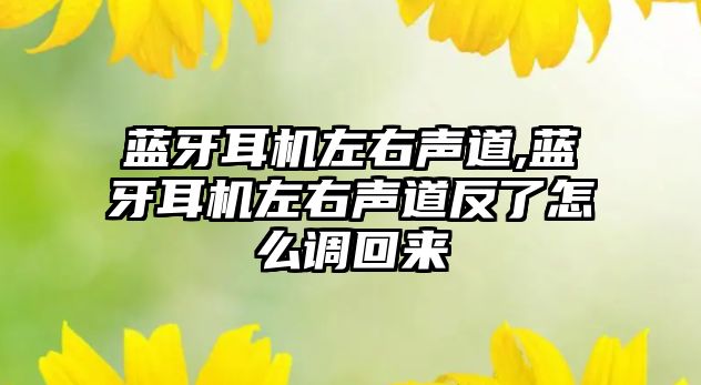 藍牙耳機左右聲道,藍牙耳機左右聲道反了怎么調(diào)回來