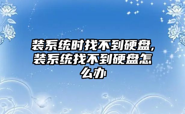 裝系統(tǒng)時找不到硬盤,裝系統(tǒng)找不到硬盤怎么辦