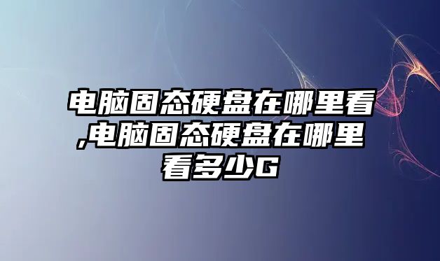 電腦固態(tài)硬盤在哪里看,電腦固態(tài)硬盤在哪里看多少G