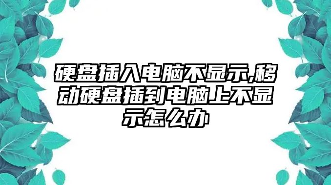 硬盤插入電腦不顯示,移動硬盤插到電腦上不顯示怎么辦